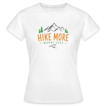 Bergwander-Abenteuer – Wandern Sie mehr. Mach dir weniger Sorgen - Frauen T-Shirt - Weiß - Vorne - AI Model Female 172 dark (172cm)