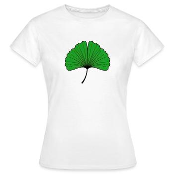 Ginkgo Blatt Silhouette in Smaragdgrün - Frauen T-Shirt - Weiß - Vorne - AI Model Female 172 dark (172cm)