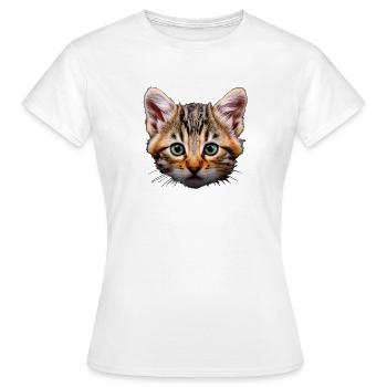 Kätzchen gesicht süße tiermotive  - Frauen T-Shirt - Weiß - Vorne - AI Model Female 172 dark (172cm)