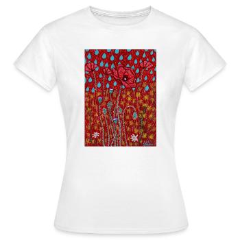 Des coquelicots sous la pluie - T-shirt Femme - blanc - Devant - AI Model Female 172 dark (172cm)