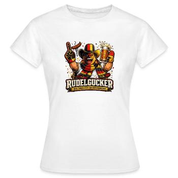Rudelgucker – Weltmeister im Mitfiebern - Frauen T-Shirt - Weiß - Vorne - AI Model Female 172 dark (172cm)