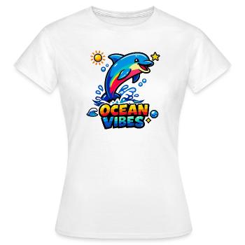 Dolphin Splash Ocean Vibes - Frauen T-Shirt - Weiß - Vorne - AI Model Female 172 dark (172cm)