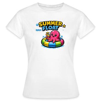 Pieuvre à radeau d’été sur l’anneau de la piscine - T-shirt Femme - blanc - Devant - AI Model Female 172 dark (172cm)