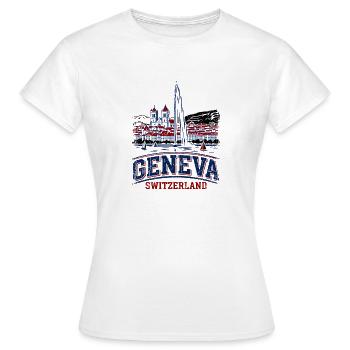 Genève Suisse Silhouette avec une eau célèbre - T-shirt Femme - blanc - Devant - AI Model Female 172 dark (172cm)