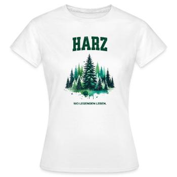 Harz - Wo Legenden leben, Waldliebe Wander Shirt - Frauen T-Shirt - Weiß - Vorne - AI Model Female 172 dark (172cm)