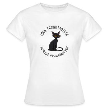 Je ne porte pas malheur, drôle de chat noir - T-shirt Femme - blanc - Devant - AI Model Female 172 dark (172cm)