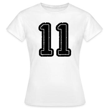 11 - Frauen T-Shirt - Weiß - Vorne - AI Model Female 172 dark (172cm)