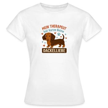 Dackelliebe Therapie mit kurzem Bein - Frauen T-Shirt - Weiß - Vorne - AI Model Female 172 dark (172cm)