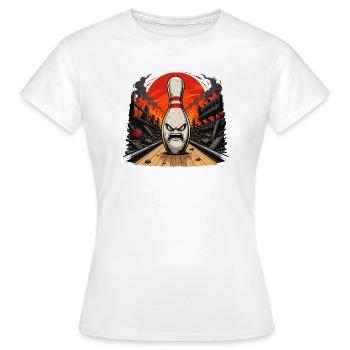 Untergangsbowling Brennende Pins - Frauen T-Shirt - Weiß - Vorne - AI Model Female 172 dark (172cm)