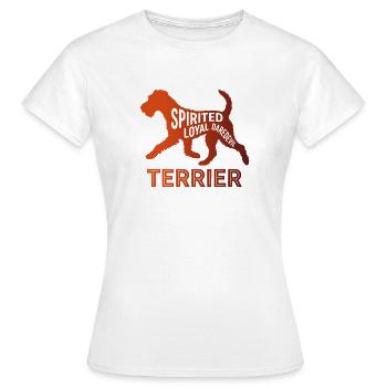 Temperamentvoller, treuer waghalsiger Terrier-Hund-Silhouette - Frauen T-Shirt - Weiß - Vorne - AI Model Female 172 dark (172cm)