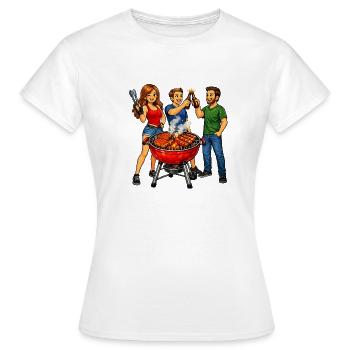 Grillen mit Freunden - Frauen T-Shirt - Weiß - Vorne - AI Model Female 172 dark (172cm)