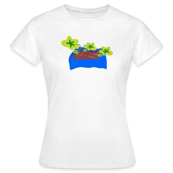 Blauer Pflanzentopf mit Kleeblättern - Frauen T-Shirt - Weiß - Vorne - AI Model Female 172 dark (172cm)