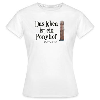 Ponyhof-Leben am Travemünder Leuchtturm - Frauen T-Shirt - Weiß - Vorne - AI Model Female 172 dark (172cm)