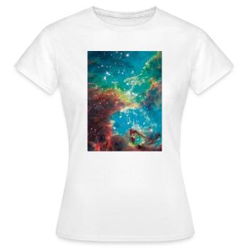Kosmischer Nebel Farbexplosion - Frauen T-Shirt - Weiß - Vorne - AI Model Female 172 dark (172cm)