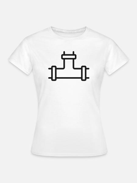 Rohrleitungs-T-Joint-Linienkunst - Frauen T-Shirt - Weiß