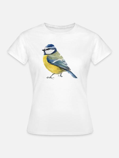 Blaumeise Farbblock-Design - Frauen T-Shirt - Weiß