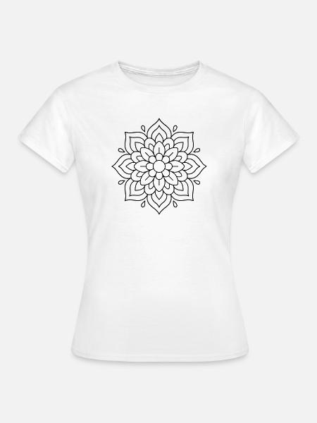 Blumen Mandala zum ausmalen - Frauen T-Shirt - Weiß