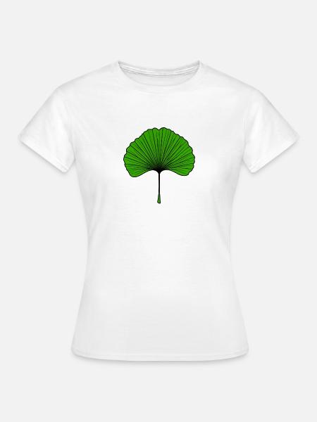 Ginkgo Fächerblatt Grün - Frauen T-Shirt - Weiß