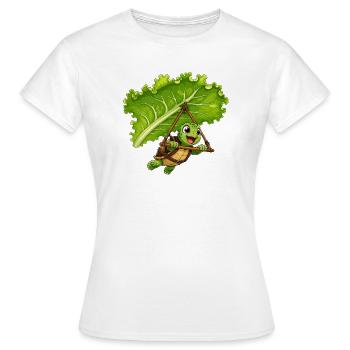 Tortue en voile feuillue - T-shirt Femme - blanc - Devant - AI Model Female 172 dark (172cm)