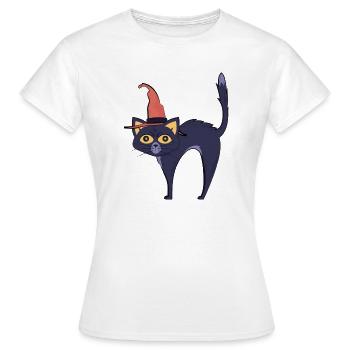 Midnight Witch Cat - Women's T-Shirt - white - Front - AI Model Female 172 dark (172cm)
