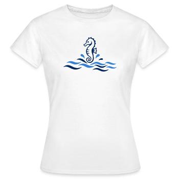 Minimalistisches Seepferdchen - Frauen T-Shirt - Weiß - Vorne - AI Model Female 172 dark (172cm)