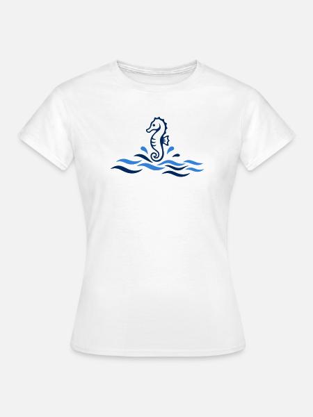 Minimalistisches Seepferdchen - Frauen T-Shirt - Weiß