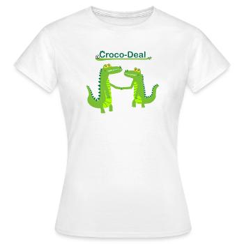 Crocodeal - Frauen T-Shirt - Weiß - Vorne - AI Model Female 172 dark (172cm)