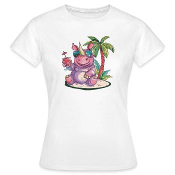Palmier d’été rhinocéros - T-shirt Femme - blanc - Devant - AI Model Female 172 dark (172cm)