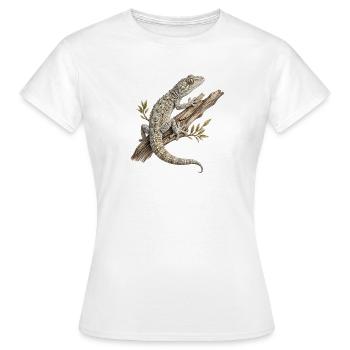 Gecko auf dem Zweig – Tarentola mauritanica - Frauen T-Shirt - Weiß - Vorne - AI Model Female 172 dark (172cm)