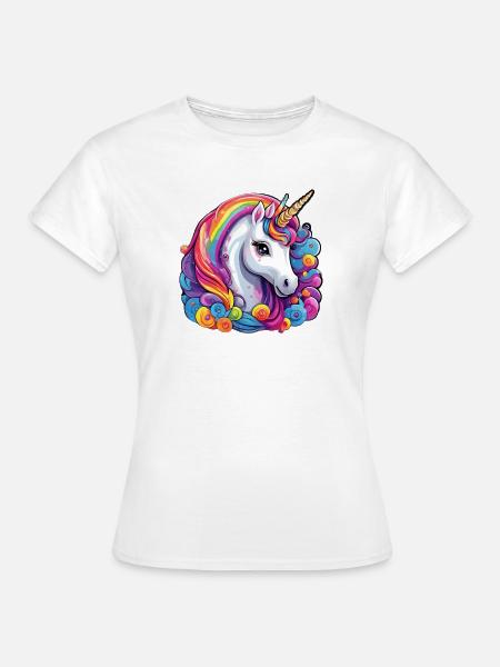 Flammendes Regenbogeneinhorn - Frauen T-Shirt - Weiß