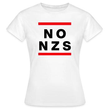 NO NZS, NIE WIEDER, ANTIFASCHISMUS, NO AFD  - Frauen T-Shirt - Weiß - Vorne - AI Model Female 172 dark (172cm)