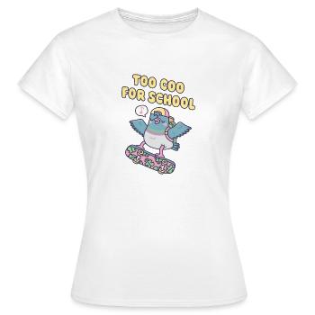 Skateboardende Taube auch lustig, gurrt für Schulwortspiel - Frauen T-Shirt - Weiß - Vorne - AI Model Female 172 dark (172cm)