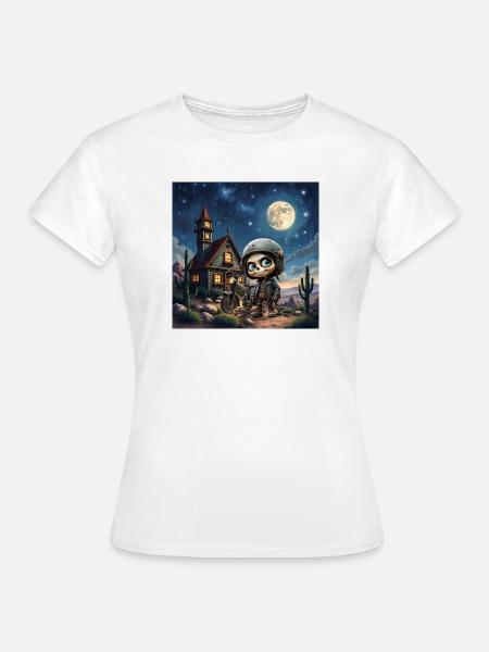Biker Girl Night Schädel - Frauen T-Shirt - Weiß