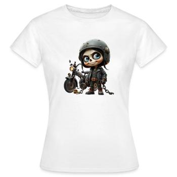 Mädchen-Biker-Totenkopfhelm - Frauen T-Shirt - Weiß - Vorne - AI Model Female 172 dark (172cm)