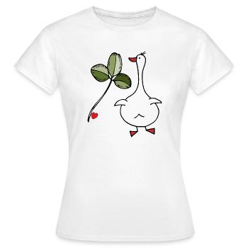 Oie avec trèfle - T-shirt Femme - blanc - Devant - AI Model Female 172 dark (172cm)