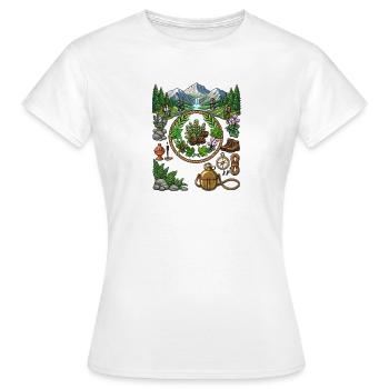 Vintage Pixel Art Wandern Vorteil & Naturerkundung - Frauen T-Shirt - Weiß - Vorne - AI Model Female 172 dark (172cm)