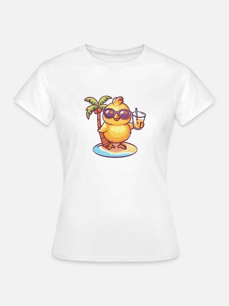 Huhn Sommer Palme - Frauen T-Shirt - Weiß
