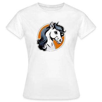 Tête de cheval graphique orange - T-shirt Femme - blanc - Devant - AI Model Female 172 dark (172cm)