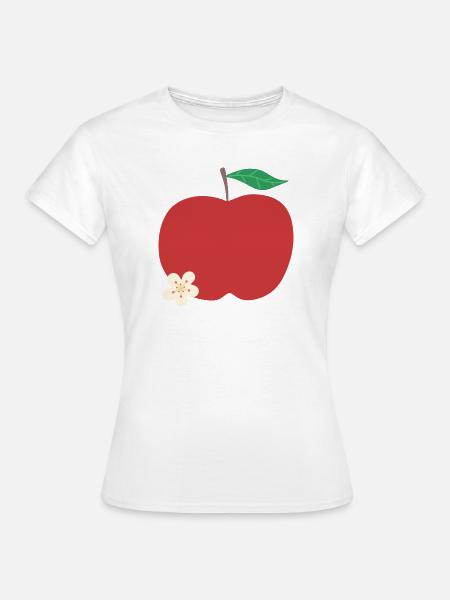 Karmesinroter Apfel mit Blüte - Frauen T-Shirt - Weiß