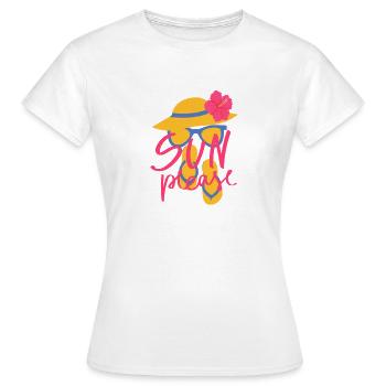 SUN_PLEASE - Frauen T-Shirt - Weiß - Vorne - AI Model Female 172 dark (172cm)