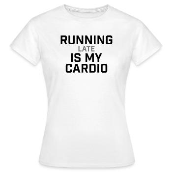 Courir en retard, c’est mon cardio qui le dit - T-shirt Femme - blanc - Devant - AI Model Female 172 dark (172cm)