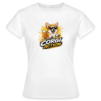 Corgi Action  - Frauen T-Shirt - Weiß - Vorne - AI Model Female 172 dark (172cm)