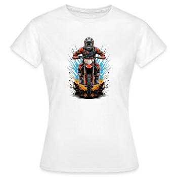 Motorrad-Stunt im Farbschock - Frauen T-Shirt - Weiß - Vorne - AI Model Female 172 dark (172cm)