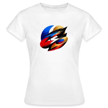 Abstract Energy Flow | Modern Art Design - Frauen T-Shirt - Weiß - Vorne - AI Model Female 172 dark (172cm)