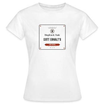 Hopfen & Malz, Gott erhalt's – Bierspruch - Frauen T-Shirt - Weiß - Vorne - AI Model Female 172 dark (172cm)