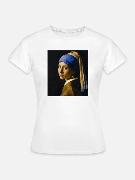 Vermeer-Blaue Turban-Gesicht - Frauen T-Shirt - Weiß