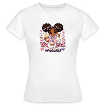 Autocollant trop mignon Chibi Coffee Lover Die Cut - T-shirt Femme - blanc - Devant - AI Model Female 172 dark (172cm)