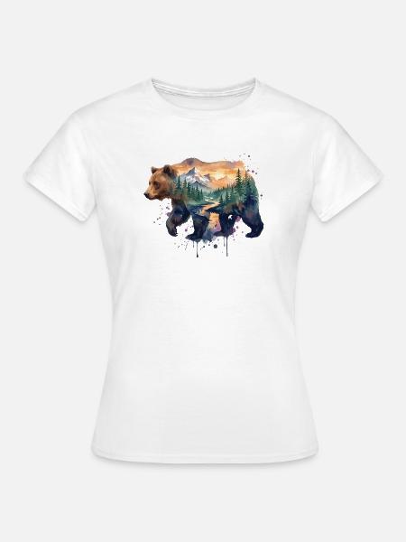 Wandern – Outdoor-Abenteuer – Landschaftsbär - Frauen T-Shirt - Weiß