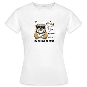 Herrische Bulldoggen-Einstellung in Sonnenbrillen - Frauen T-Shirt - Weiß - Vorne - AI Model Female 172 dark (172cm)