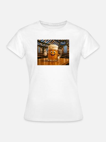 Lachender Bierkrug - Frauen T-Shirt - Weiß